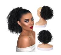 Extensions Afro Puff Hair Bun Hairpiece for Black Women Synthetic Kinky Curly Drawstring Ponytail Extension for Women(Black)