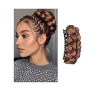 Extensions Braided Bun Hair Piece Claw Clip in Synthetic Twisted Braiding Chignon Hair Extension for Women(Light Brown)
