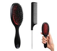 Extensions Brush Wild Boar Bristle Brush, Hair Brush for Thick Curly Long Hair, Paddle Brush with Gentle Scalp Massage, Pack of 2 Professional Hair Brushes
