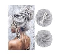 Extensions Claw Clip Messy Bun Hair Pieces for Women Wavy Curly Synthetic Clip in Ponytail Extensions for Women(Gris)
