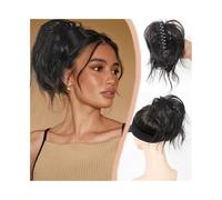 Extensions Claw Clip Messy Hair Piece Synthetic Loose Wavy Chignon Hair Extension Ponytail Hairpieces for Women(Brownish Black)