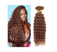 Extensions Human Braiding Hair 14-24Inch 1Pack/100g Deep Wave Bulk Brazilian Hair No Weft Bundles #30 for Daily Use(14inches)