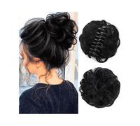 Extensions Messy Wave Curly Bun Hair Piece Flully Claw Clip Bun Hair Chignon Synthetic Tousled Updo Hairpieces for Women(Off Black)