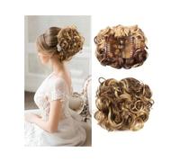 Extensions Short Messy Curly Dish Hair Bun Extension Easy Stretch Hair Scrunchie Combs Clip in Ponytail Hairpieces for Women(9H19)