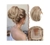 Extensions Straight Hair Bun Drawstring Synthetic Hair Extension Comb Clip Ponytail Updo Hairpiece for Women(27/613#)