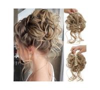Extensions Synthetic Curly Wavy Hair Bun Messy Curly Chignon Claw Clip in Ponytail Hair Extension for Women(T27/30/4)