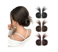Extensions Synthetic Straight Hair Bun Updo Hairpiece Claw Clip in Ponytail Hair Extensions for Women(Dark Brown)