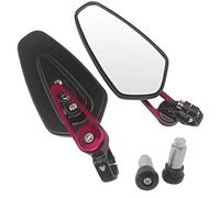 Exterior Accessory 7/8" Motorcycle Bar End Rearview Mirrors Rear View Handle Side Mirrors Oval Aluminum For Kawasaki(Black Red)