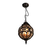Exterior Aluminum Glass IP65 Rainproof Hanging Lantern Mediterranean Ball Waterproof Ceiling Pendant Lamp Creative Simple E27 Outside Pendant Lantern for Garden Porch Courtyard Lighting Fixture