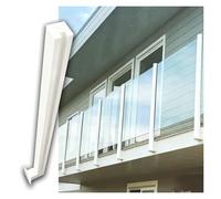 Exterior Balcony Glass Railing System White Stainless Steel, Side-mount Windproof Panels Column for Deck Poolside Mall Garage Steps, Custom Height(White End Post,H 25.6in/65cm)