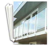 Exterior Balcony Glass Railing System White Stainless Steel, Side-mount Windproof Panels Column for Deck Poolside Mall Garage Steps, Custom Height(White Mid Post,H 37.4in/95cm)