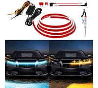 Exterior Car LED Hood Light Strip,Dual Color Dynamic Scan Start Up Hoodbeam Kit,Led Daytime Running Lights Ice Blue&Amber Switchback Sequential Turn Signal Lights for Cars, Trucks,SUV(79inch/1set)