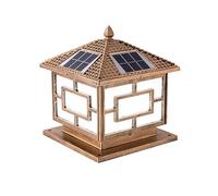 Exterior Column Head Light Rainproof Solar LED Lamp Fixtures Traditional Lawn Acrylic Waterproof Pillar Cap Light European Style Exterior Aluminum Lantern Pillar Lamp For Garden Villa Courtyard