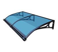 Exterior Door Awning Canopy - UV-Resistant Polycarbonate Rain & Snow Cover 60cm-600cm Adjustable Window Awning with Aluminum Bracket for Patio Lake Blue (60x360cm)