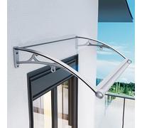Exterior Door Awning Canopy with Aluminum Bracket60x100cm Polycarbonate Cover for UV Rain & Snow ProtectionPerfect for Porch Patio & DeckSilver Finish