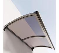 Exterior Door Canopy Large Brown Polycarbonate Awning UV Protection Rain & Snow Shield Aluminum Brackets Stylish Entryway Cover Weatherproof Outdoor Awning