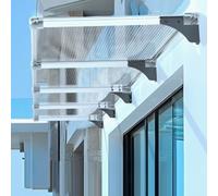 Exterior Door Canopy UV-Resistant Clear Polycarbonate Cover Aluminum Awning Customizable Size (120x280cm/47x110) Weatherproof Sunshade for Entrances