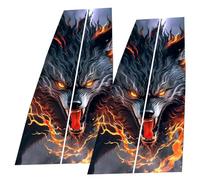 Exterior Door Window Pillar Posts Car Center Column Sticker,Black Wolf Engulfed in Flames Side Door Window Cover, Window Pillar Posts Molding Cover, Black Wolf Engulfed in