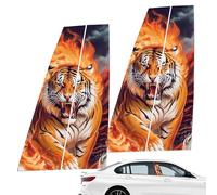 Exterior Door Window Pillar Posts Car Center Column Sticker,Black Wolf Engulfed in Flames Side Door Window Cover, Window Pillar Posts Molding Cover, Black Wolf Engulfed in