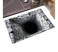 Exterior Entrance Door Mat | Abstract Realistic Design Non-Slip Mat 3D Optical Illusion with Hole Effect for Home, Apartment, Bedroom, Office Family Meeting