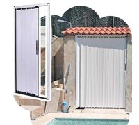 Exterior Folding Sliding Door, Lockable Aluminum Alloy Retractable Gate for Shed, Garage, Weatherproof Foldable Door for Barn, Patio, Yard