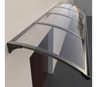 Exterior Front Door Canopy - Polycarbonate Canopy with Aluminum Frame UV & Rain Protection Waterproof Hollow Sheet - Black 60x200cm for Entrance Shielding