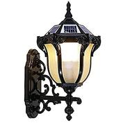 Exterior Light Solar Outdoor Wall Lamp Dusk to n Remote Control Warm Cold Neutral Light Mains Powered Aluminum Mount for Garden Porch Balcony Outdoor Wall Light(Color:Bronze) (Black)