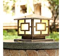 Exterior Rainproof Pillar Light Traditional Landscape Waterproof Outdoor Pillar Light Column Lamp Aluminum Glass Globe Post Lanterns American Patio Villa Garden Gate Street Lighting (Gold Style: Lar