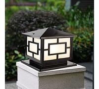 Exterior Rainproof Pillar Light Traditional Victoria Landscape Waterproof Outdoor Pillar Light Column Lamp Aluminum Glass Globe Post Lanterns American Patio Villa Garden Gate Street Lighting (Black