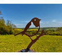 Exterior Rustic Rusty Metal Robin Bird Garden Fence Topper Yard Art Gate Post Sculpture Gift Present