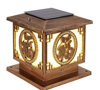 Exterior Square Solar Post Lights Bronze/Black Lantern Patio Waterproof Cast Aluminium Solar Post Head Lamps Outdoor Post Light Walkway Exterior Lamp for Lawn, Driveway Garden Floor Lamp