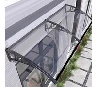 Exterior Window Awnings - Polycarbonate Canopy with Aluminum Bracket UV & Rain Protection for Front Door - 100x200cm Black Patio Awning Sun Shutter