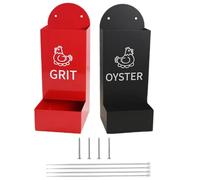 External Acquarer Texts, 2 x Automatic Feeding Bowls | Oyster Shells Feeding Set with Mounting Clips, for Cattle for Birds and Goats, Kit