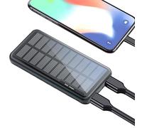 External Battery | 10000 mAh Solar Charger for Mobile Phone | Compact Charger for Fishing Camping Travel Beach University Backpack Car Festival