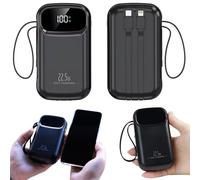 External Battery Fast Charging, 20000mAh Power Bank Fast Charging, with USB and USB C Cables, Portable Battery for iPhone, with Integrated Cables, Compatible with Samsung iPad Macbook Black.