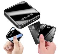 External Battery, Quick Charge 10,000 MaH - Mini Portable Power Bank with USB LED Display, External Battery Fast Charging Compatible 14 13 12 Xiaomi, Nero - USB Ports.