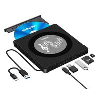 External Blu Ray CD DVD Drive, USB Blu Ray Drive External Bluray Burner Read/Write BD Player with 2 USB and TF/SD Slots, Optical Blue Ray CD DVD Reader for Laptop Apple PC Windows 11 MacBook Pro Air