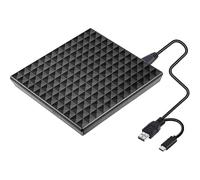 External Blu-ray Drive Burner USB 3.0 & Type-C, 6x BD, 8x DVD, 24x CD, Portable Slimline, Plug & Play