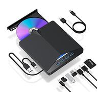 External CD/DVD Drive for Laptop, 7 in 1 USB 3.0 DVD Player Portable CD/DVD Burner, CD ROM External DVD Drive for Laptop Compatible with Desktop PC Windows 11/10/8/7 Linux Mac OS (Jet Black)