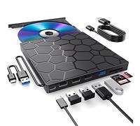 External CD/DVD Drive for Laptop, 8 in 1 USB 3.0 Ultra-Slim Portable DVD Player for Laptop, CD ROM Burner Writer External Disk Drive Optical Compatible with Laptop Desktop PC Mac Windows Mac Linux OS