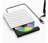 External CD DVD Drive for Laptop, CD Burner USB DVD Player for Laptop, Portable External Optical Drive Disc Drive CD Reader for Windows 11/10/8/7, Linux, and Mac Mini Macbook Air Pro iMac, White