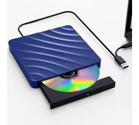 External CD DVD Drive for Laptop, CD Burner USB DVD Player for Laptop, Portable External Optical Drive Disc Drive CD Reader for Windows 11/10/8/7, Linux, and Mac Mini Macbook Air Pro iMac, Blue