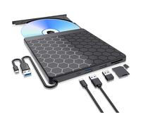External CD/DVD Drive For Laptop USB 3.0 CD Burner With 2 Ports And TF/SD Card Slots DVD Player Space Saving