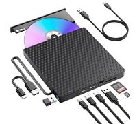 External CD DVD Drive for Laptop, USB 3.0 Optical Disc Drive,4 USB Ports and 2 TF/SD Card Slots,Portable CD/DVD Burner CD ROM External DVD Drive for Laptop Desktop PC Windows 11/10/8/7/XP Linux Mac OS