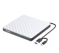 External CD DVD Drive for Laptop,USB 3.0 Type-C Slim DVD Player CD DVD +/-RW Drive CD Burner/Reader Disk Drive, External CD Drive for Laptop Desktop PC Mac OS/Windows 11/10/8.1/7 /Vista/Linux White