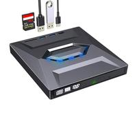 External CD/DVD Drive for PC and Laptop - 5-in-1 USB C Portable DVD Player with SD Card Slot & 3 USB Ports - High-Speed CD Burner Compatible with Mac, Windows 11/10/8/7, Linux