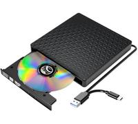 External CD DVD Drive, Ultra-Slim CD ROM Burner Reader Writer Drive Portable DVD Player, USB 3.0 and Type-C Optical, Compatible with Laptop Desktop PC Windows XP/7/8/10/11 MacBook Mac OS Linux