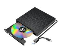 External CD DVD Drive, Ultra-Slim CD ROM Burner Reader Writer Drive Portable DVD Player, USB 3.0 and Type-C Optical, Compatible with Laptop Desktop PC Windows XP/7/8/10/11 MacBook Mac OS Linux