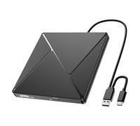 External CD DVD Drive, USB 3.0 and Type-C Portable CD DVD +/-RW Drive, DVD/CD ROM Burner Reader, Slim Optical DVD Drive, CD/DVD Player for Laptop, Desktop, MacBook, macOS/Linux/Windows 11/10/7/8/XP