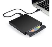 External CD/DVD Drive, USB 3.0 CD ROM Reader with Intelligent Eject Button for MacBook, Ultrabook, Laptop, PC without Internal Drive (Ultra-Thin, Blac
